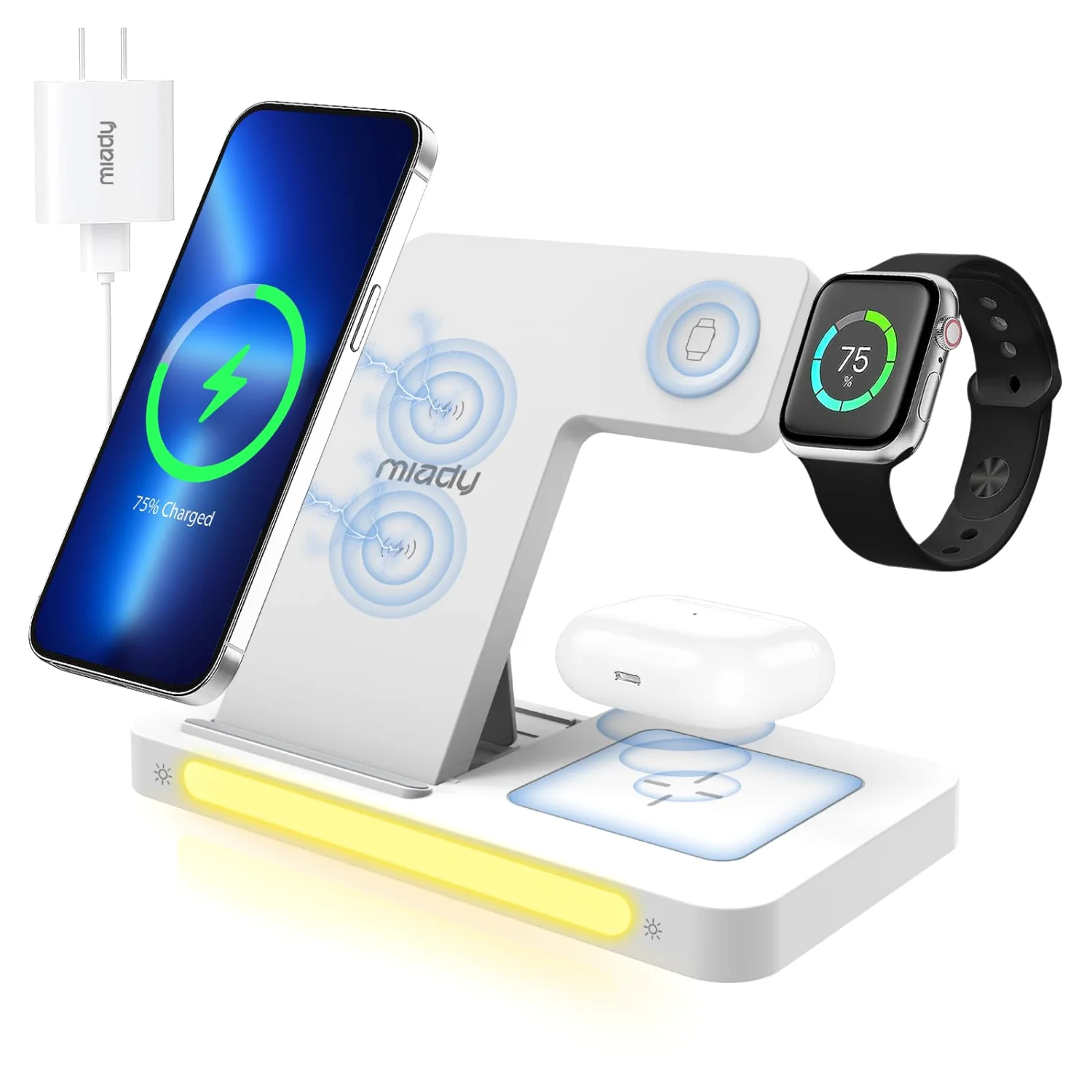 Miady 3-in-1 Foldable Wireless Charging Station