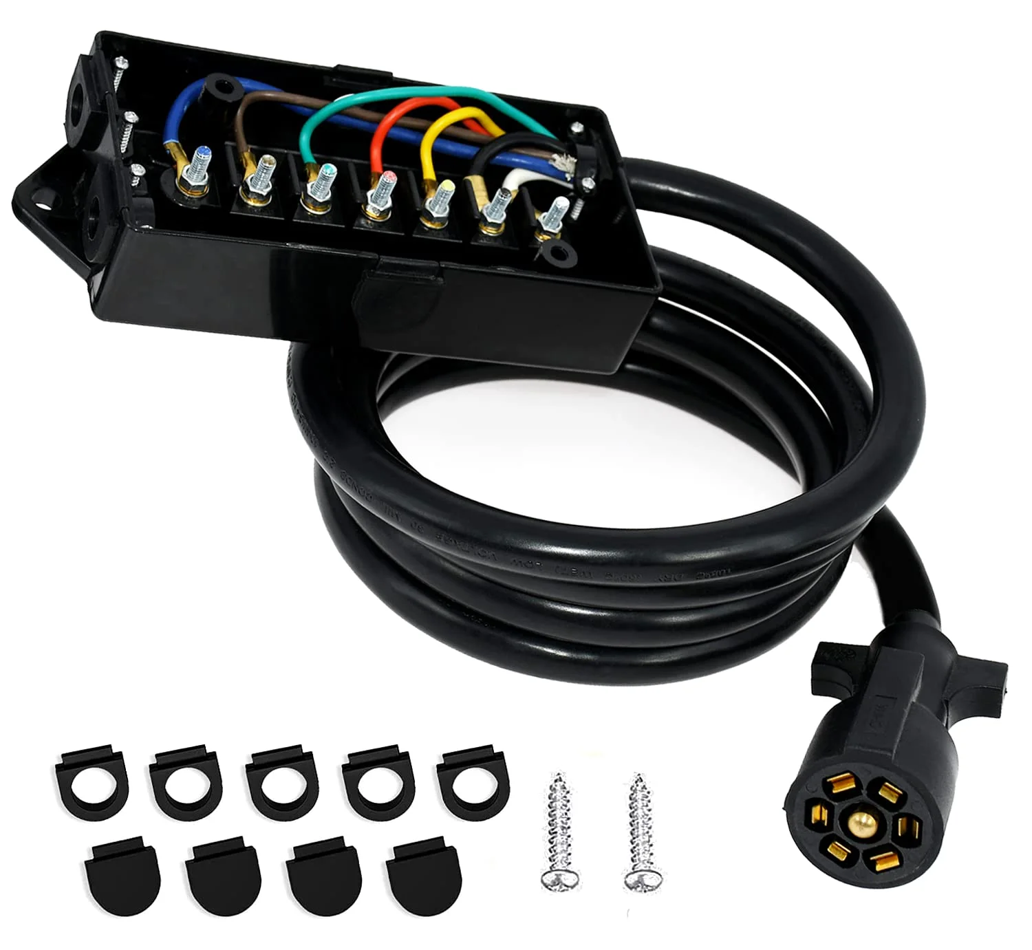 Miady 7-Way Inline Trailer Cord with Junction Box