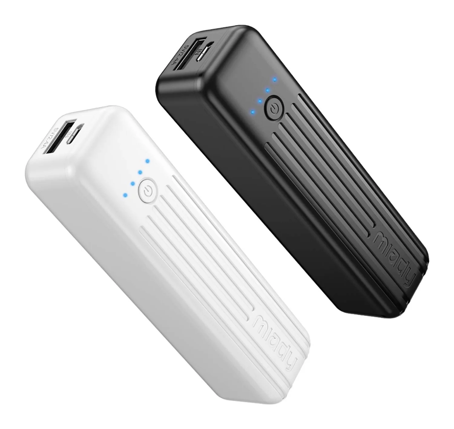 Miady Small 5000mAh Power Bank, Rounded, 2-Pack