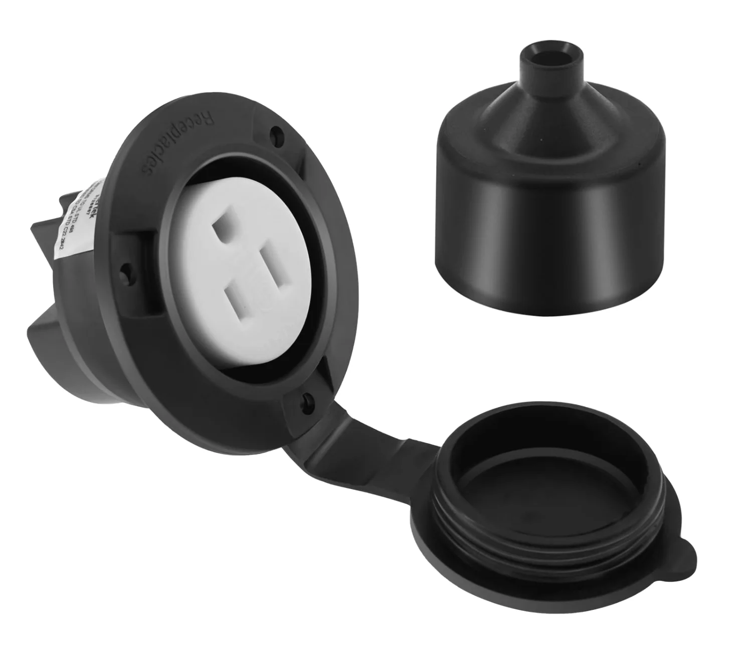 Miady 15 Amp Flanged Outlet, NEMA 5-15