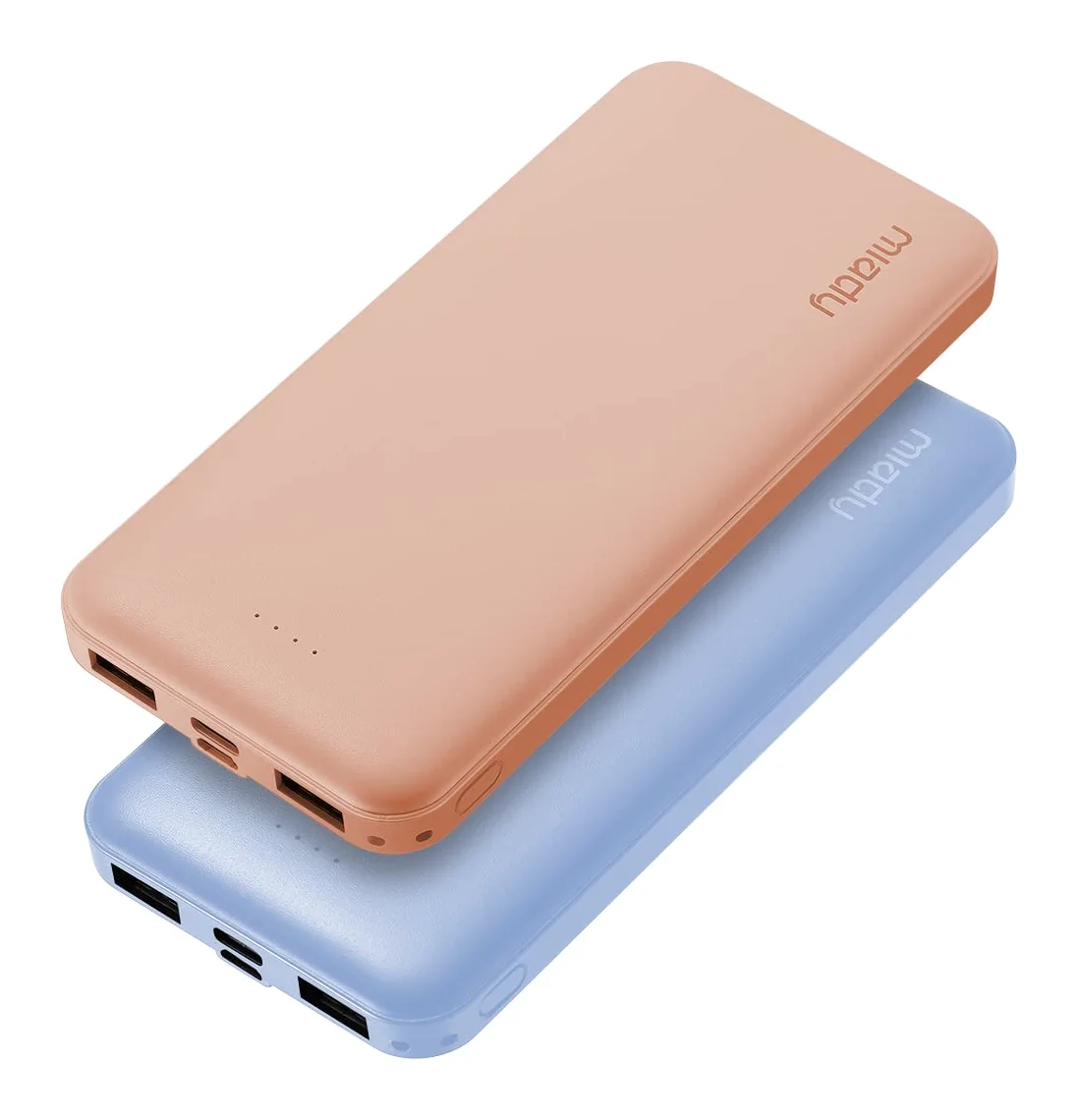 Miady Dual USB 10000mAh Power Bank, Peach and Blue