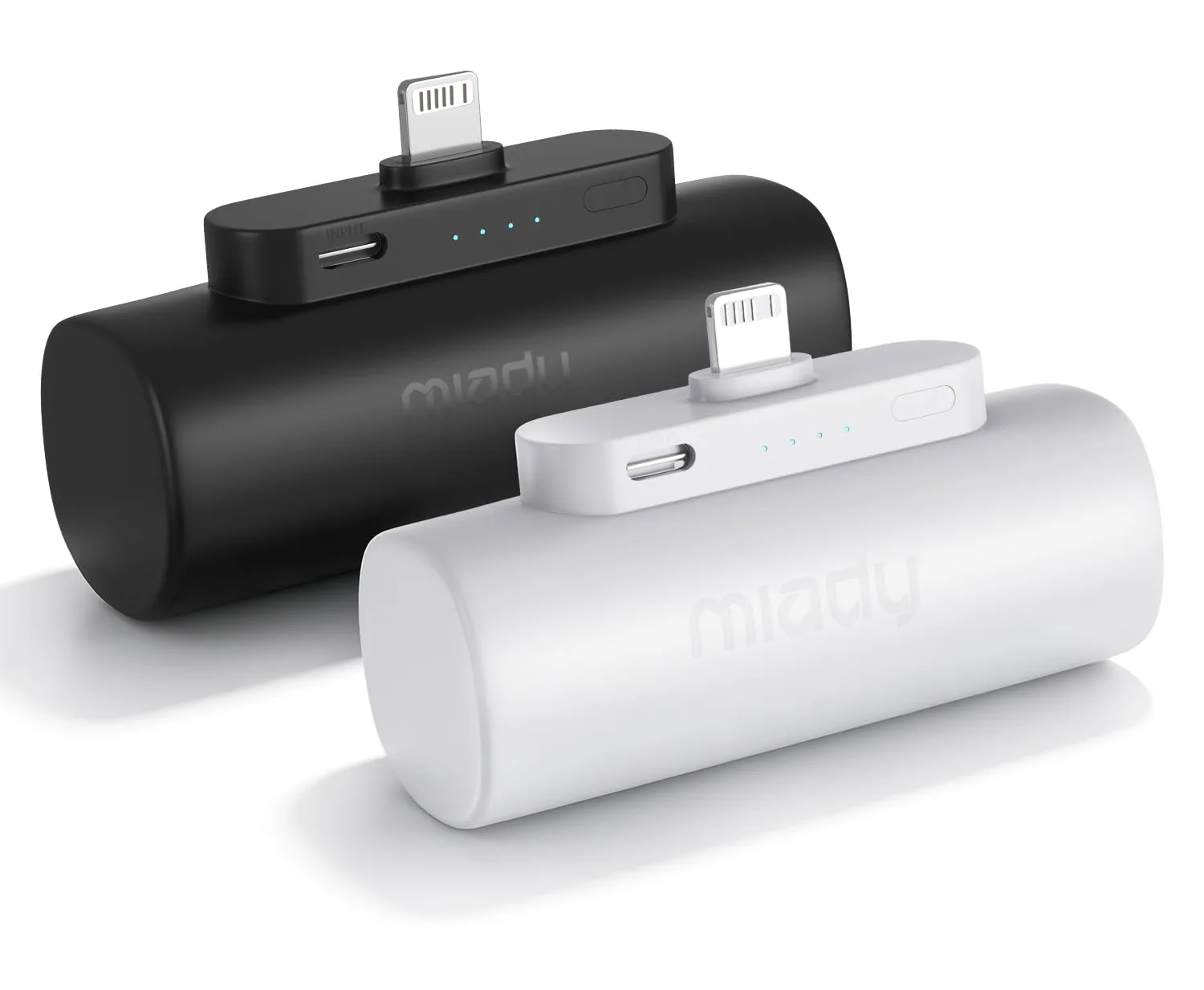 Miady Mini Power Bank with Built-in Lightning Plug, 2-Pack
